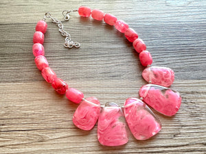 Bubblegum Pink Statement Necklace, Chunky Jewelry Big Beaded jewelry, Single Strand Necklace, hot pink jewelry, hot pink necklace jewelry