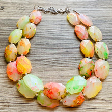 Load image into Gallery viewer, Glow Stick Glass Pinks Multi Color Chunky Statement choker Necklace single strand, multi color jewelry, rainbow single strand jewelry