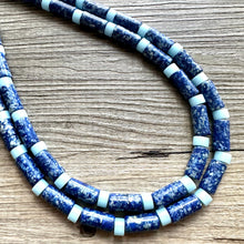 Load image into Gallery viewer, Natural Lapis Lazuli Beaded 1 strand Statement Necklace, Chunky Bib Single Jewelry stone jewelry, gemstone layering dark blue navy