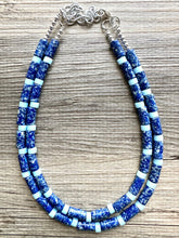 Load image into Gallery viewer, Natural Lapis Lazuli Beaded 1 strand Statement Necklace, Chunky Bib Single Jewelry stone jewelry, gemstone layering dark blue navy