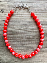 Load image into Gallery viewer, Bright Red Single Strand Big Beaded Statement Necklace, red beaded necklace, red bridesmaid necklace jewelry, red drop earrings