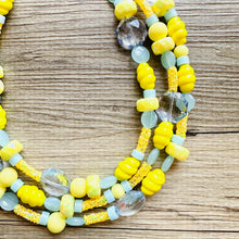 Load image into Gallery viewer, Yellow Double Statement Necklace, Chunky Jewelry Big Beaded Necklace, sunshine yellow Necklace, earrings Jewelry bubble