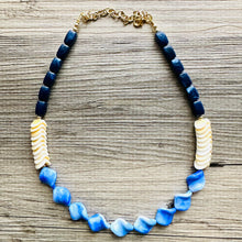 Load image into Gallery viewer, Dark Blue Statement Necklace Jewelry Set, Chunky Jewelry Big Beaded Single Strand Necklace, blue Necklace, navy blue Jewelry Set