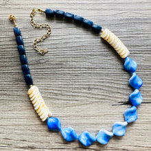 Load image into Gallery viewer, Dark Blue Statement Necklace Jewelry Set, Chunky Jewelry Big Beaded Single Strand Necklace, blue Necklace, navy blue Jewelry Set