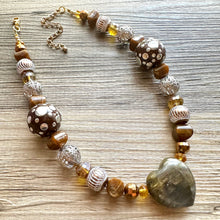 Load image into Gallery viewer, Natural labradorite Beaded 1 strand Statement Necklace, Chunky Bib Single Jewelry stone jewelry, gemstone layering brown silver gray