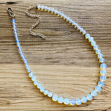 Load image into Gallery viewer, Clear Sparkle Jewel Statement Necklace, Chunky 1 Strand Jewelry, silver necklace, layering long bib beaded necklace thick collar bead metal