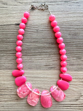 Load image into Gallery viewer, Bubblegum Pink Statement Necklace, Chunky Jewelry Big Beaded jewelry, Single Strand Necklace, hot pink jewelry, hot pink necklace jewelry