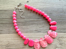 Load image into Gallery viewer, Bubblegum Pink Statement Necklace, Chunky Jewelry Big Beaded jewelry, Single Strand Necklace, hot pink jewelry, hot pink necklace jewelry