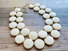 Load image into Gallery viewer, Creamy Circle Beaded Statement jewelry, Chunky Beaded Necklace, white Jewelry Necklace, eggshell beaded necklace circular round geometric