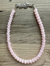 Load image into Gallery viewer, Touch of Pink Shimmer Single Strand Beaded Statement Necklace beaded layer, baby pink bridesmaid jewelry layering glitter silver blush