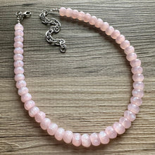 Load image into Gallery viewer, Touch of Pink Shimmer Single Strand Beaded Statement Necklace beaded layer, baby pink bridesmaid jewelry layering glitter silver blush