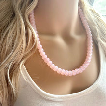 Load image into Gallery viewer, Touch of Pink Shimmer Single Strand Beaded Statement Necklace beaded layer, baby pink bridesmaid jewelry layering glitter silver blush