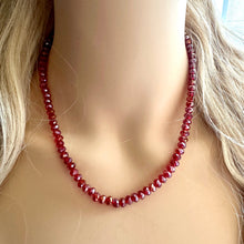 Load image into Gallery viewer, Red Sparkle Jewel Statement Necklace, Chunky 1 Strand Jewelry, fall necklace layering bib beaded thin collar rhinestone glass maroon deep