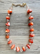 Load image into Gallery viewer, Natural carnelian Beaded 1 strand Statement Necklace, Chunky Bib Single Jewelry Light orange stone jewelry, gemstone layering red cream gold