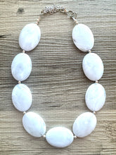 Load image into Gallery viewer, White Big Bead necklace, neutral statement necklace, white jewelry, big beaded single strand chunky necklace, white chunky statement jewelry