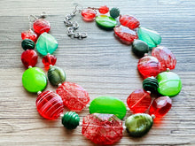 Load image into Gallery viewer, Sleigh Side Necklace, Red &amp; Green Holiday Jewelry, Christmas Jewelry, Red Green Jewelry, Christmas Gift Christmas Present