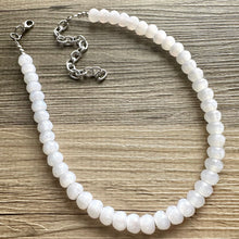 Load image into Gallery viewer, Ice White Shimmer Single Strand Beaded Statement Necklace beaded layer, white bridesmaid jewelry layering glitter silver neutral