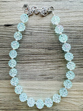 Load image into Gallery viewer, Snow Mirrorball Beaded Chunky Statement Necklace, aqua blue necklace, single silver beaded wedding, bridesmaid jewelry baby blue turquoise