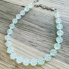 Load image into Gallery viewer, Snow Mirrorball Beaded Chunky Statement Necklace, aqua blue necklace, single silver beaded wedding, bridesmaid jewelry baby blue turquoise