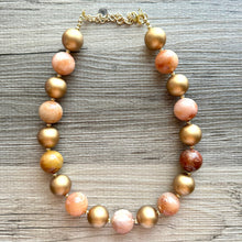 Load image into Gallery viewer, Natural carnelian Beaded 1 strand Statement Necklace, Chunky Bib Single Jewelry Light orange stone jewelry, gemstone layering red cream gold