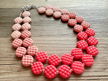 Load image into Gallery viewer, White Blush Magenta Pink Ombre Necklace, Double strand jewelry, big beaded chunky statement, white earrings bead set