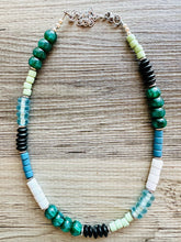 Load image into Gallery viewer, Tropical Everglades Shimmer Single Strand Beaded Statement Necklace, beaded bridesmaid jewelry layering glitter resin white blue green black