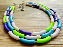Load image into Gallery viewer, Purple Ombre Big Beaded Necklace, chunky purple necklace, purple lavender white necklace, purple and white necklace, purple jewelry