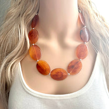 Load image into Gallery viewer, Tortoise Shell Brown Hazel Chunky Statement Necklace, Big beaded jewelry, single strand Statement Necklace, chunky bib jewelry earrings