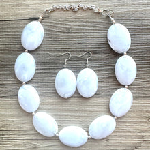 Load image into Gallery viewer, White Big Bead necklace, neutral statement necklace, white jewelry, big beaded single strand chunky necklace, white chunky statement jewelry