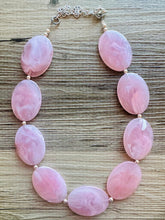 Load image into Gallery viewer, Blush Oval Statement Necklace, Single Strand Chunky Beaded Necklace, Baby Pink Jewelry, Spring Jewelry, pink Necklace, earring jewelry set