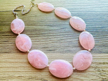 Load image into Gallery viewer, Blush Oval Statement Necklace, Single Strand Chunky Beaded Necklace, Baby Pink Jewelry, Spring Jewelry, pink Necklace, earring jewelry set