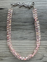 Load image into Gallery viewer, Blush Pink Glass Multi Color Chunky Statement Necklace, rainbow single strand, pink jewelry single strand jewelry baby pink