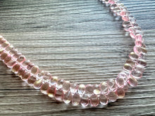 Load image into Gallery viewer, Blush Pink Glass Multi Color Chunky Statement Necklace, rainbow single strand, pink jewelry single strand jewelry baby pink