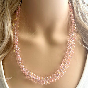 Blush Pink Glass Multi Color Chunky Statement Necklace, rainbow single strand, pink jewelry single strand jewelry baby pink