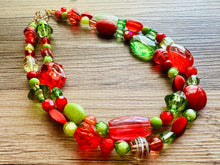 Load image into Gallery viewer, Holly Jolly Christmas Necklace, Red Green Gold Holiday Jewelry, Christmas Jewelry, Winter Jewelry, Beaded Gift Christmas Present December