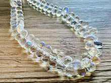Load image into Gallery viewer, Clear aurora borealis Glass Multi Color Chunky Statement Necklace, rainbow single strand, jewelry teardrop long layering dressy