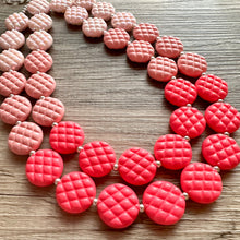 Load image into Gallery viewer, White Blush Magenta Pink Ombre Necklace, Double strand jewelry, big beaded chunky statement, white earrings bead set