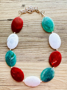 Jingle & Joy Christmas Necklace, Red Green Gold Holiday Jewelry, Christmas Jewelry, Winter Beaded Gift Christmas Present December