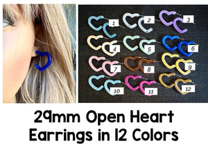 Creamy Honey Butter Swirl Geometric Open Heart Hoop earrings set, pastel jewelry, acrylic hoops statement resin Valentine fall
