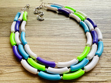 Load image into Gallery viewer, Purple Ombre Big Beaded Necklace, chunky purple necklace, purple lavender white necklace, purple and white necklace, purple jewelry