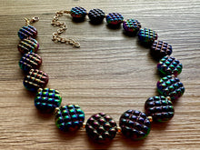 Load image into Gallery viewer, Rainbow Multi Color Chunky Statement Necklace, rainbow single strand, black necklace, bubble jewelry, cardigan rainbow jewelry