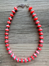 Load image into Gallery viewer, Coral &amp; Mint single Strand statement necklace, beaded chunky jewelry, Coral Orange Bib Jewelry Set, jewelry peach pink single strand