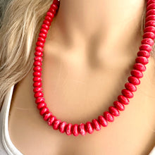 Load image into Gallery viewer, Big Bead red Necklace, layering Single Strand Statement Jewelry, bright lipstick red Chunky bib bridesmaid, red jewelry, red necklace beaded