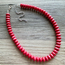 Load image into Gallery viewer, Big Bead red Necklace, layering Single Strand Statement Jewelry, bright lipstick red Chunky bib bridesmaid, red jewelry, red necklace beaded