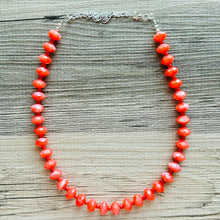 Load image into Gallery viewer, Coral &amp; Red Necklace, layering Single Strand Statement Jewelry, bright lipstick red Chunky bib bridesmaid, red jewelry, red necklace beaded