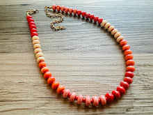 Load image into Gallery viewer, Fruit Stripe Porcelain Block Layering Rainbow Beaded 1 Strand Necklace, Colorful Jewelry, Chunky statement, red cream confetti pink orange