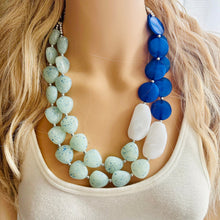 Load image into Gallery viewer, Royal Blue Chunky Statement Necklace, double strand necklace, blue necklace, dark blue necklace, royal blue wedding, bridesmaid necklace