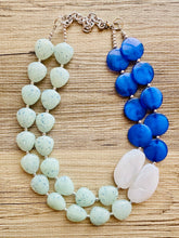 Load image into Gallery viewer, Royal Blue Chunky Statement Necklace, double strand necklace, blue necklace, dark blue necklace, royal blue wedding, bridesmaid necklace