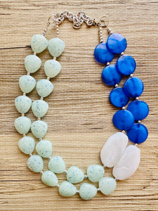 Royal Blue Chunky Statement Necklace, double strand necklace, blue necklace, dark blue necklace, royal blue wedding, bridesmaid necklace