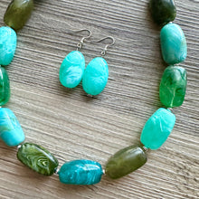 Load image into Gallery viewer, Green Isle Single Strand Big Beaded Statement Necklace, green Jewelry, emerald lime beaded necklace, green beaded necklace, bridesmaid